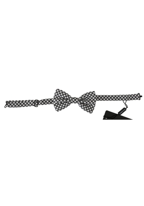 Dolce & Gabbana  Men Black White Circles Adjustable Neck Papillon Bow Tie