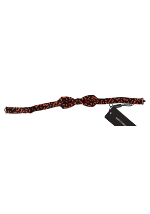 Dolce & Gabbana  Orange Black Pattern Adjustable Neck Papillon Men Bow Tie