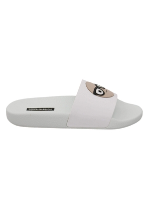 Dolce & Gabbana  White Leather #dgfamily Slides Shoes Sandals - EU35/US4.5