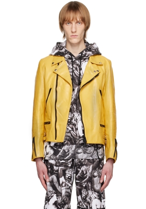 UNDERCOVER Yellow Zip-Up Leather Jacket