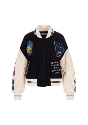 Off-White Varsity Jacket With Applications