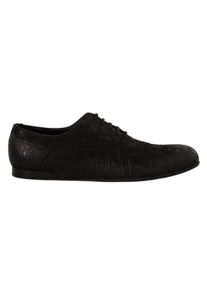 Dolce & Gabbana Black Caiman Leather  Oxford Shoes - EU44/US11