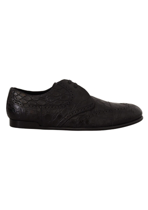 Dolce & Gabbana Black Caiman Leather  Derby Shoes - EU44/US11