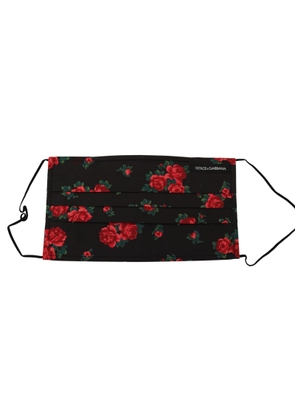 Dolce & Gabbana Black Floral Pleated Elastic Ear Strap One Size Face Mask