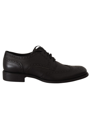 Dolce & Gabbana Black Leather Oxford Wingtip Formal Dress Shoes - EU39/US6