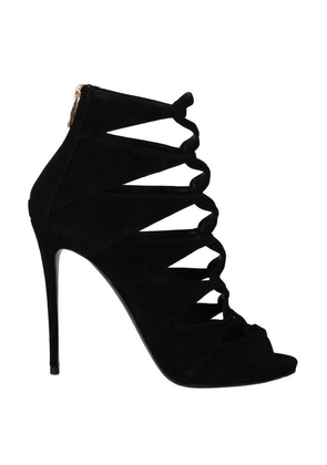 Dolce & Gabbana Black Suede Ankle Strap Sandals Boot - EU38/US7.5