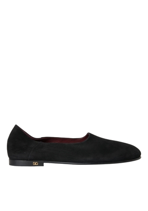 Dolce & Gabbana Black Suede Loafers Formal Dress Slip On Shoes - EU45/US12