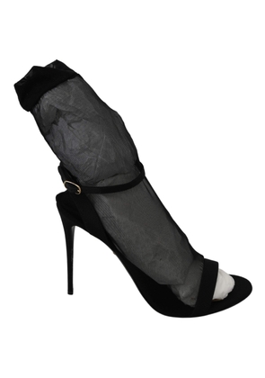Dolce & Gabbana Black Tulle Stretch Stilettos Sandals Shoes - EU41/US10.5