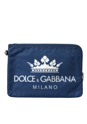 Dolce & Gabbana Blue DG Milano Print Nylon Pouch Clutch Men Bag
