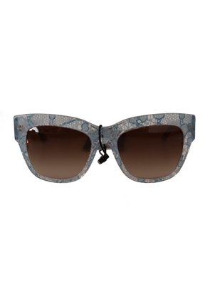 Dolce & Gabbana Blue Lace Acetate Rectangle Shades Sunglasses