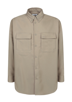 Off-White Embroidered Ow Logo Beige Overshirt