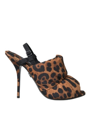 Dolce & Gabbana Brown Leopard Slingback Heels Sandals Shoes - EU38/US7.5