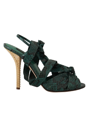 Dolce & Gabbana Green Python Strap Sandals Heels - EU36/US5.5