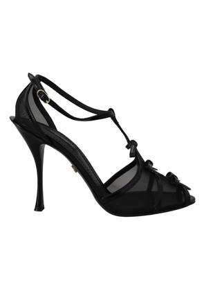 Dolce & Gabbana Elegant Black Stiletto Heeled Sandals - EU38/US7.5