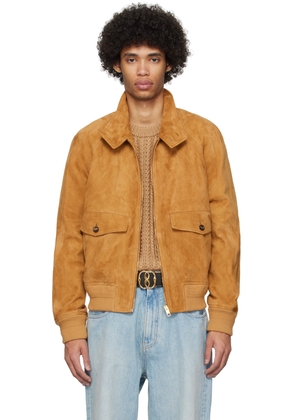 Bally Brown Spread Collar Leather Jacket