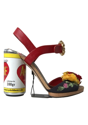 Dolce & Gabbana Multicolor Crystal Leather Amore Heels Sandals - EU37/US6.5