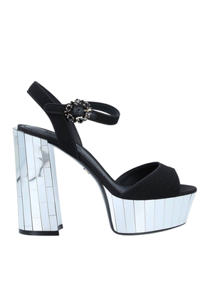 Dolce & Gabbana Elegant Silk Crepe Jewel Buckle Sandals - EU38/US8