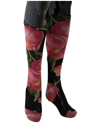 Dolce & Gabbana Multicolor Floral Tulip Nylon Socks - M