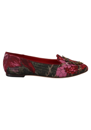 Dolce & Gabbana Multicolor Jacquard Sacred Heart Patch Slip On Shoes - EU37/US6.5