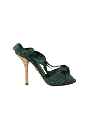 Dolce & Gabbana Emerald Exotic Leather Heels Sandals - EU37/US6.5