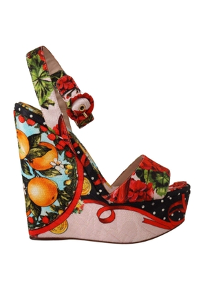 Dolce & Gabbana Multicolor Brocade Platform Heels Sandals - EU37/US6.5