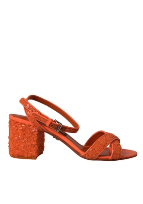 Dolce & Gabbana Orange Sequin Ankle Strap Sandals Shoes - EU39/US8.5