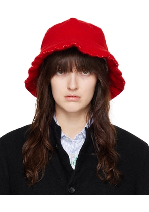 Comme des Garçons Shirt Red Wool Nylon Tweed Bucket Hat