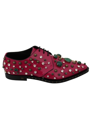 Dolce & Gabbana Pink Leather Crystals Dress Broque Shoes - EU41/US10.5