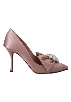Dolce & Gabbana Pink Silk Clear Crystal Pumps Classic Shoes - EU38/US7.5