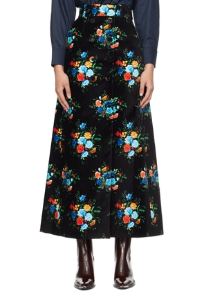 Rabanne Black Floral Maxi Skirt