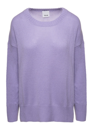 Allude Purple Sweater With U Neckline In Cashmere Woman