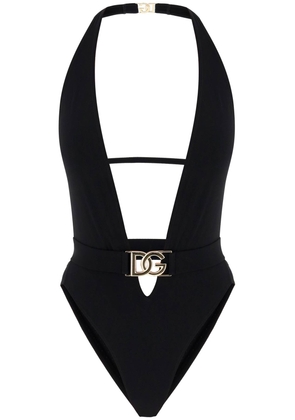 Dolce & Gabbana Plunging Neckline Belted Swimsuit