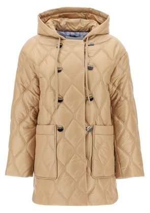 Ganni hooded quilted jacket - 34 Beige
