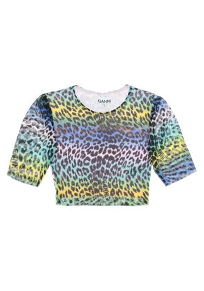 Ganni multicolor leopard print crop top - 34 Multicolor