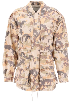 Isabel marant elize jacket in cotton with camouflage pattern - 36 Beige