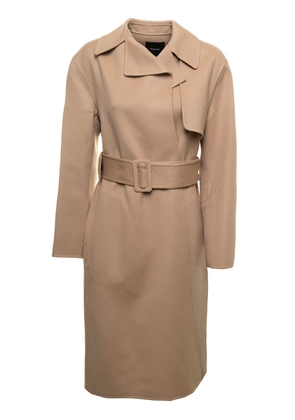 Theory Beige Double-Breasted Trench Coat In Wool And Cashmere Woman