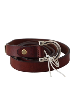 John Galliano Brown Leather Luxury Slim Buckle Belt - 95 cm / 38 Inches