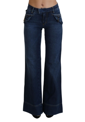 Just Cavalli Blue Low Waist Flared Leg Cotton Denim Jeans - W24