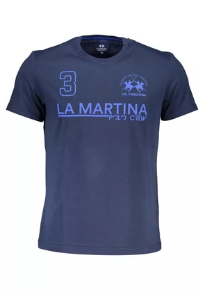 La Martina Blue Cotton T-Shirt - S
