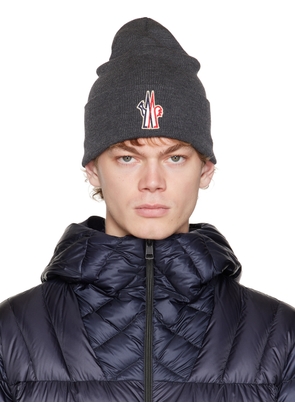 Moncler Grenoble Grey Patch Beanie