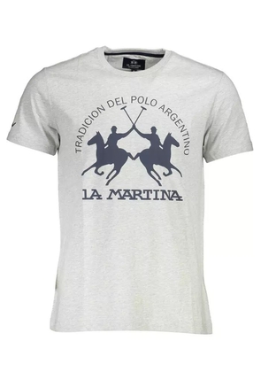 La Martina Gray Cotton T-Shirt - M