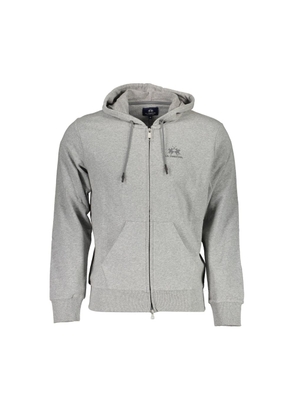 La Martina Elegant Gray Hooded Sweatshirt for Men - S