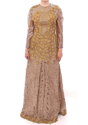 Lanre Da Silva Ajayi GOLD Long Lace Maxi Crystal Dress - M