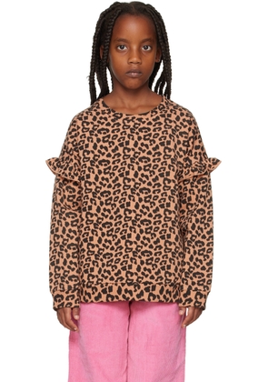 Daily Brat Kids Tan Leopard Ruffle Sweater