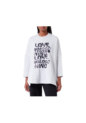 Love Moschino Glittered Cotton Oversized Sweatshirt - Grey - S