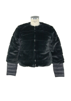 Maison Espin Elegant Black Faux Fur Outerwear - XS