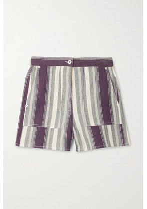 Loewe - + Paula's Ibiza Striped Linen And Cotton-blend Shorts - Burgundy - FR32,FR34,FR36,FR38,FR40,FR42