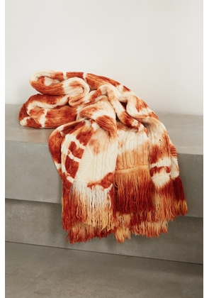 Alanui - Piedras Rojas Fringed Tie-dyed Cable-knit Wool Blanket - Red - One size