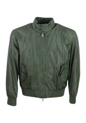 Add Water-Repellent Nylon Bomber Jacket, Zip Closure And Pockets With Flap Closure
