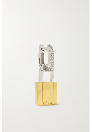 EÉRA - Small Lock White And Yellow Gold Diamond Single Earring - One size